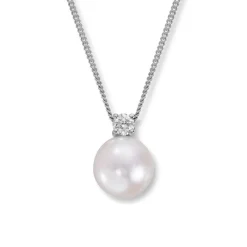 David-Andersen Halssmykker Med Perle-Anheng, Akoyaperle Og Diamant