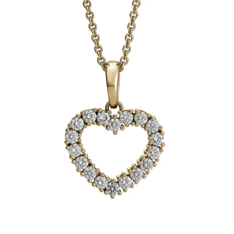 David-Andersen Anheng Med Kjede-Anheng, Diamanthjerte 0,75 Ct