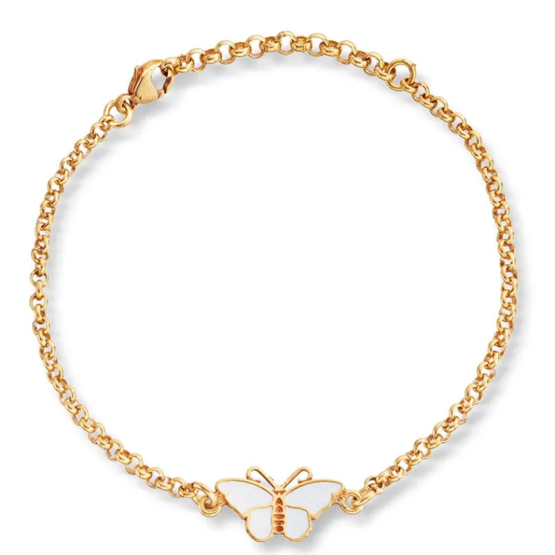 Flora Sølvarmbånd-Armbånd, Hvit Sommerfugl