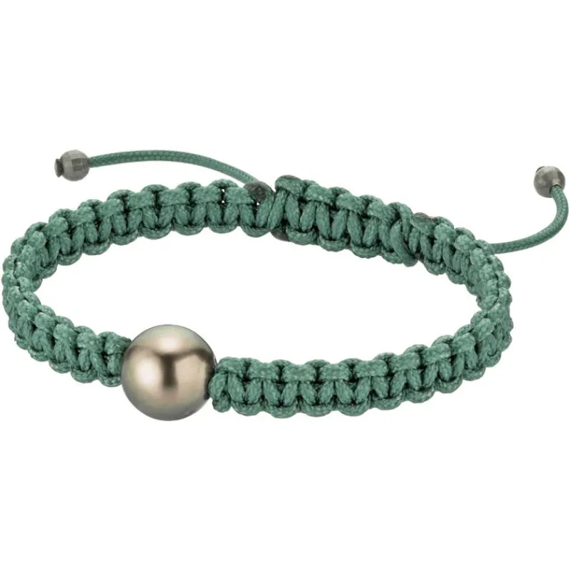 Gellner Perlearmbånd-Armbånd, Marutea Gronn Makrame Med Tahitiperler