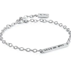 Efva Attling Sølvarmbånd-Armbånd, Power Plates Bracelet - Take No Shit