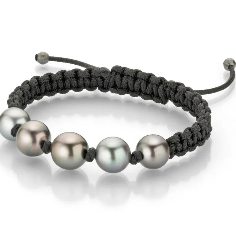 Gellner Perlearmbånd-Armbånd, Sort Makrame Med Tahitiperler