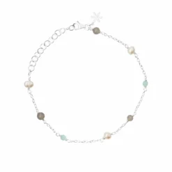 Susanne Friis Bjørner Sølvarmbånd-Armbånd, Stenmix - Amazonite, Gra Manesten Og Perler