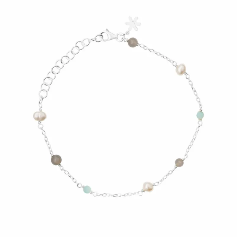 Susanne Friis Bjørner Sølvarmbånd-Armbånd, Stenmix - Amazonite, Gra Manesten Og Perler