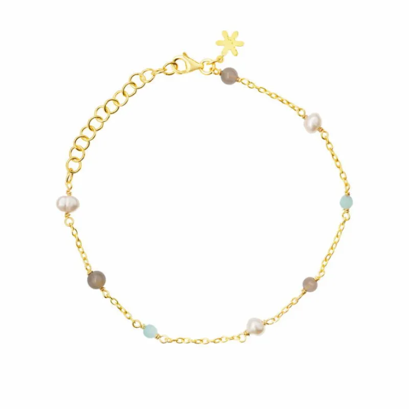 Susanne Friis Bjørner Sølvarmbånd-Armbånd, Stenmix - Amazonite, Gra Manesten Og Perler