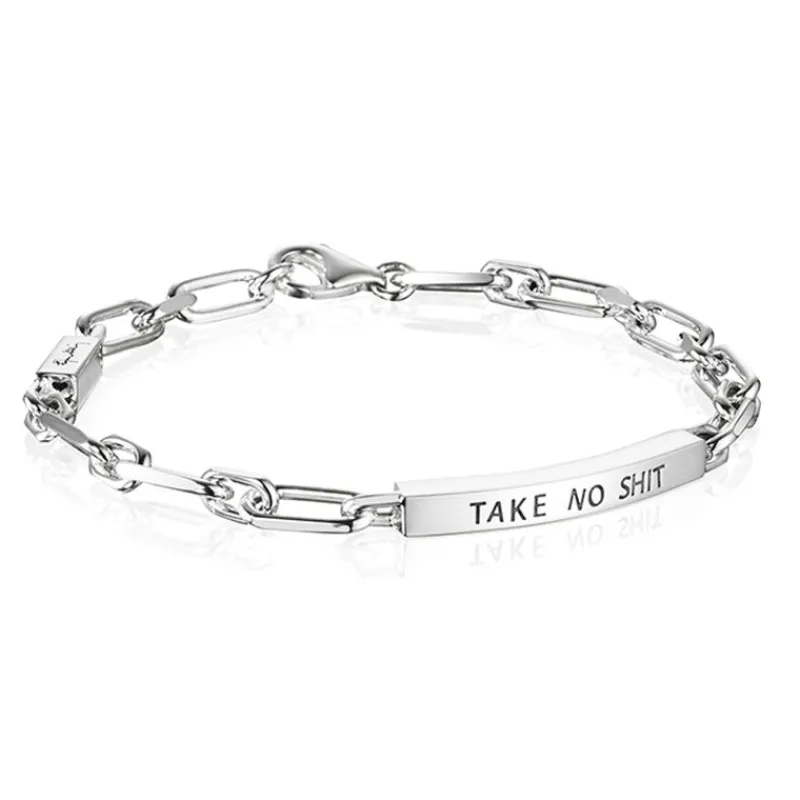 Efva Attling Sølvarmbånd-Armbånd, Thin Silver Take No Shit