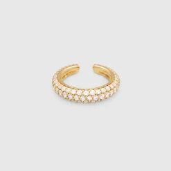 Tom Wood Sølvøredobber-Ear Cuff, Slim Zirconia Gold