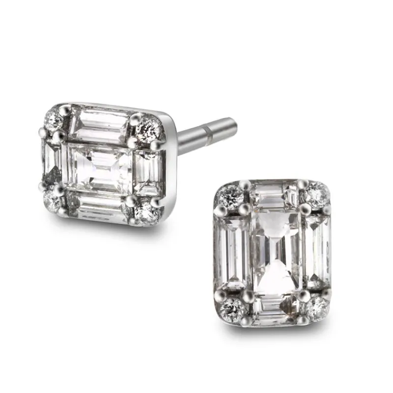 David-Andersen Gulløredobber-Orepynt, Baguett- Og Brilliantslipte 0,35 Ct
