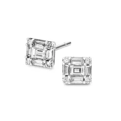 David-Andersen Gulløredobber-Orepynt, Baguett- Og Brilliantslipte Diamanter 0,35 Ct
