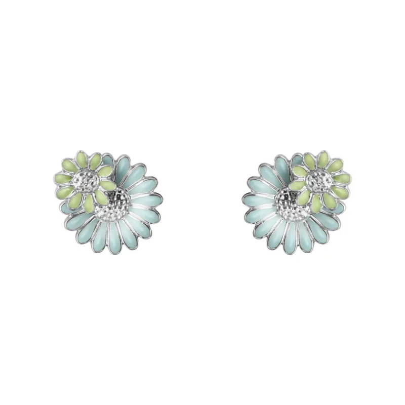 Georg Jensen Sølvøredobber-Orepynt, Daisy Bla Og Gronn