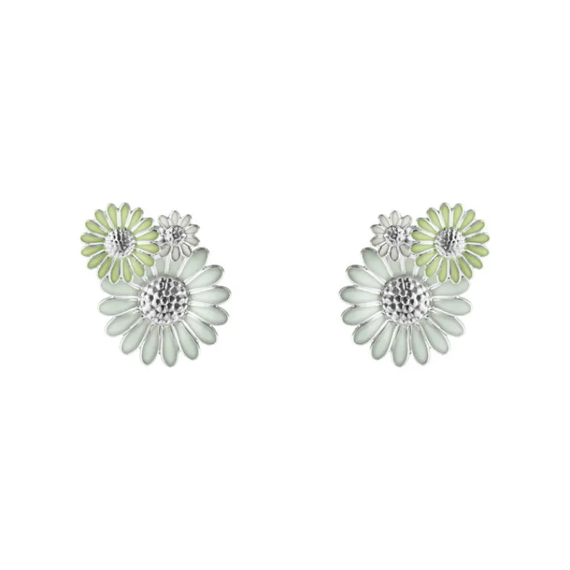 Georg Jensen Sølvøredobber-Orepynt, Daisy Gronn Og Hvit
