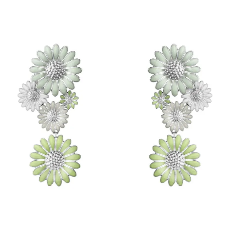 Georg Jensen Sølvøredobber-Orepynt, Daisy Gronn Og Hvit