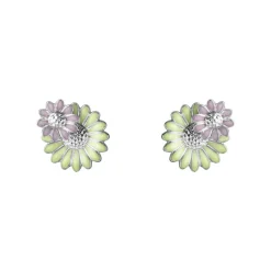 Georg Jensen Sølvøredobber-Orepynt, Daisy Gronn Og Rosa