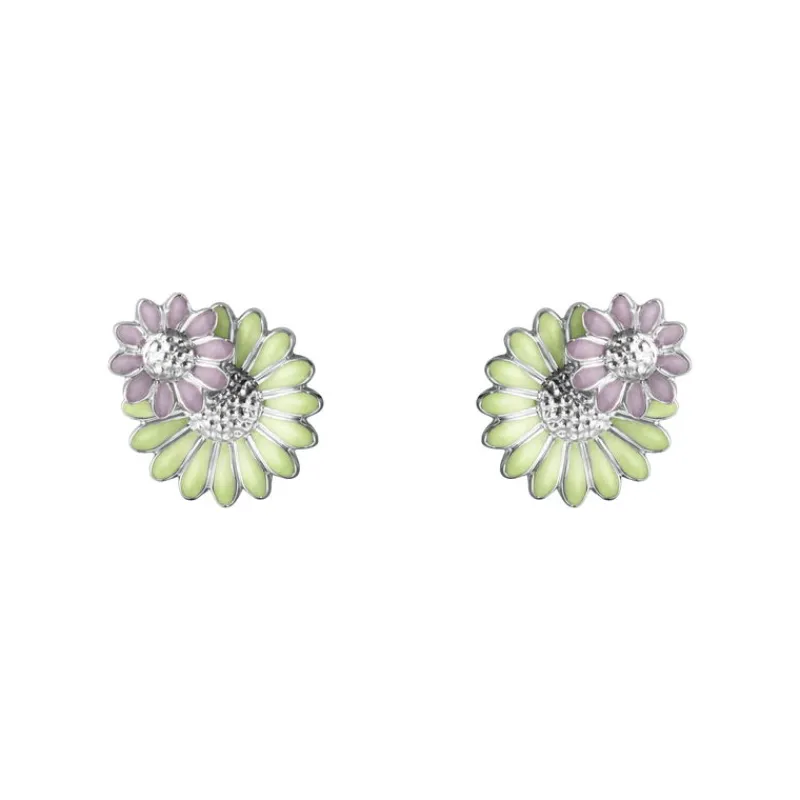 Georg Jensen Sølvøredobber-Orepynt, Daisy Gronn Og Rosa