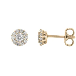 David-Andersen Gulløredobber-Orepynt, Rosett Diamanter 0,50 Ct
