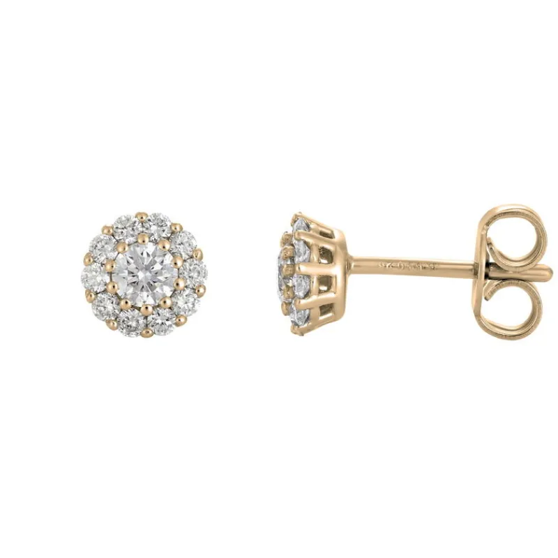 David-Andersen Gulløredobber-Orepynt, Rosett Diamanter 0,50 Ct