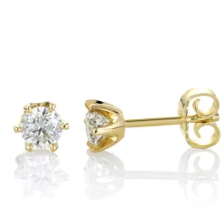 David-Andersen Gulløredobber-Orepynt, Solitaer 0,80Ct Totalt