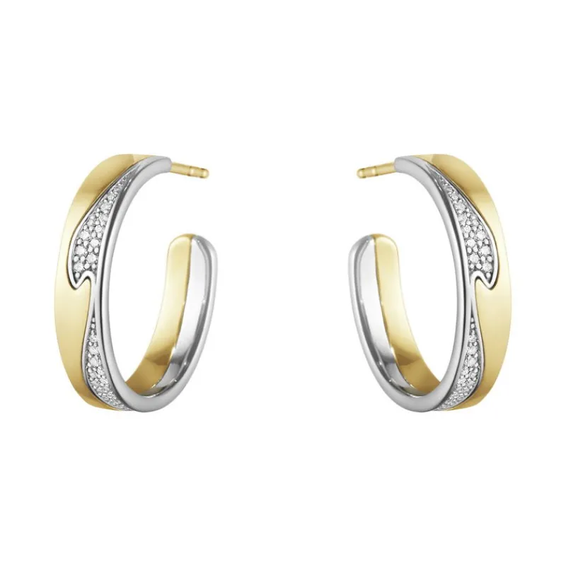 Georg Jensen Gulløredobber-Øreringer, Fusion (Store)