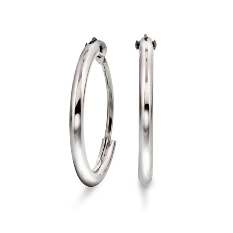 David-Andersen Gulløredobber-Øreringer, Hvitt Gull O13 Mm