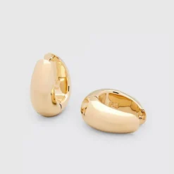 Tom Wood Sølvøredobber-Øreringer, Ice Hoops Medium Gold