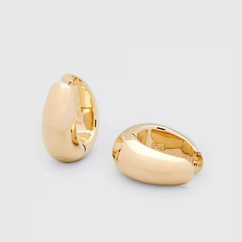 Tom Wood Sølvøredobber-Øreringer, Ice Hoops Medium Gold