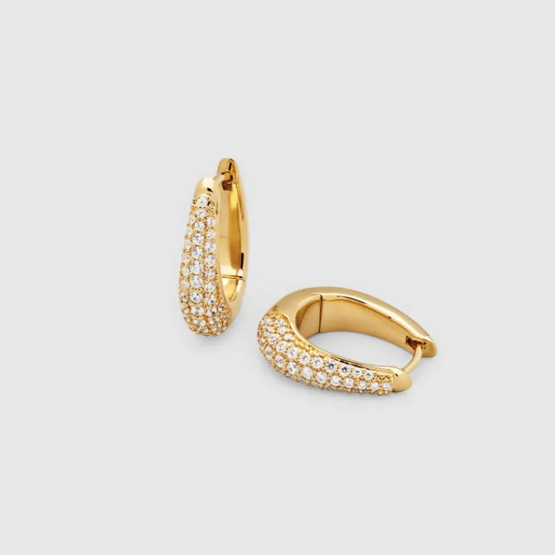 Tom Wood Sølvøredobber-Øreringer, Liz Hoop Pave Gold