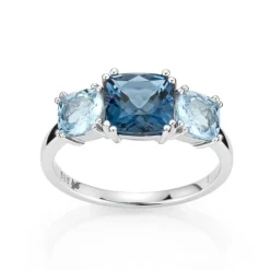 David-Andersen Gullringer-Ring, Bla Topaser Og London Bla Topas