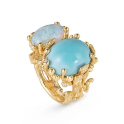 Ole Lynggaard Copenhagen Gullringer-Ring, Boho Turkis Og Etiopisk Opal