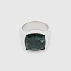 Tom Wood Ringer-Ring, Cushion Green Marble