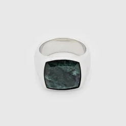 Tom Wood Ringer-Ring, Cushion Green Marble