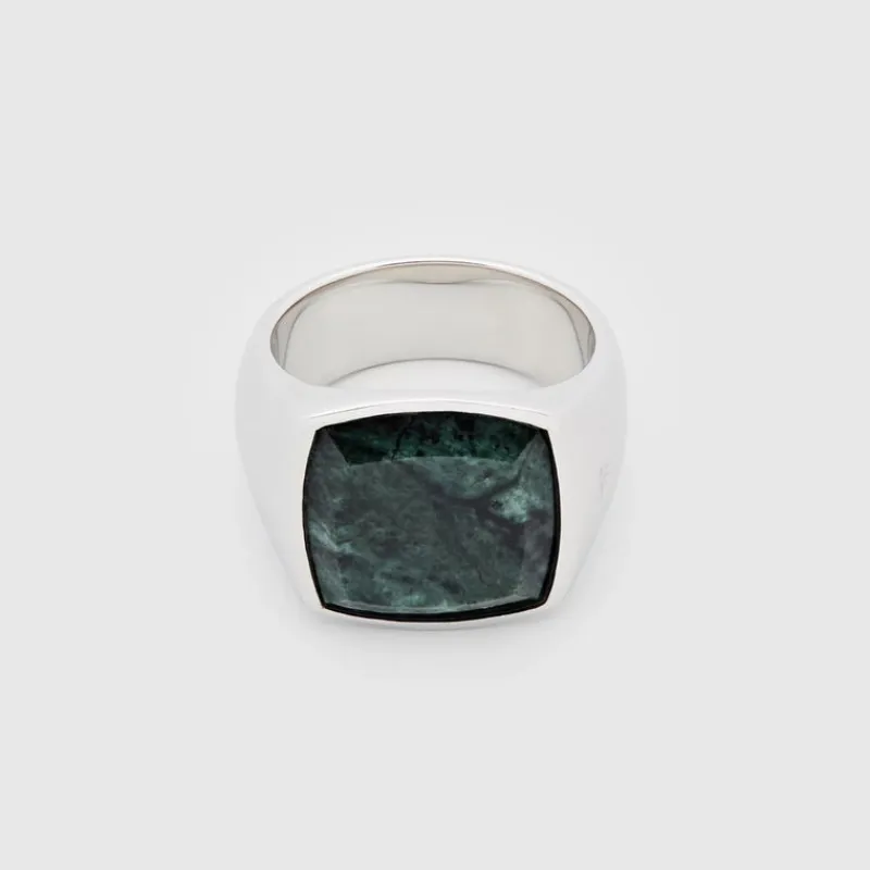Tom Wood Ringer-Ring, Cushion Green Marble