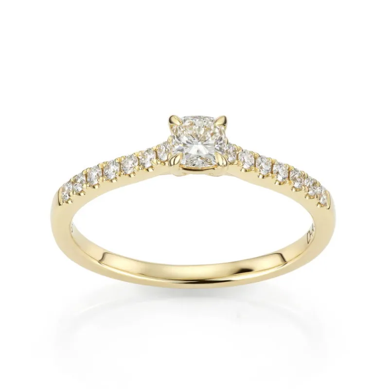 David-Andersen Diamantringer-Ring, Enstens Cushionslipt Med Diamanter (0,47 Ct)