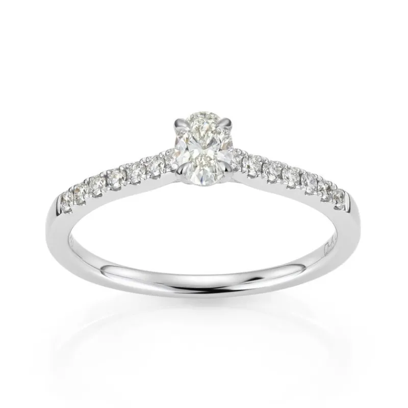 David-Andersen Diamantringer-Ring, Enstens Ovalslipt Med Diamanter (0,47 Ct)