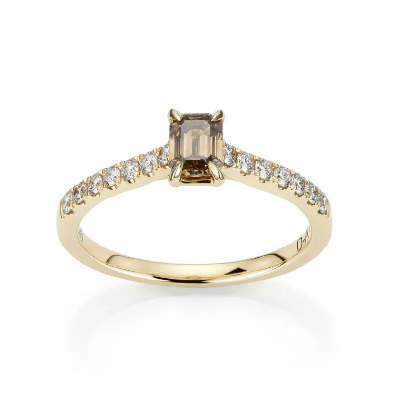 David-Andersen Diamantringer-Ring, Enstens Smaragdslipt Fancy Brown Diamant (0,74 Ct)