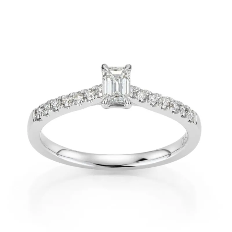 David-Andersen Diamantringer-Ring, Enstens Smaragdslipt Med Diamanter (0,49 Ct)