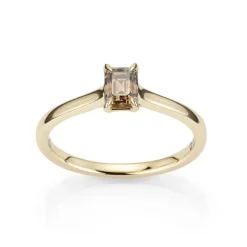 David-Andersen Gullringer-Ring, Enstens Smaragdslipt Fancy Brown Diamant 0,50 Ct
