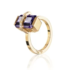 Efva Attling Gullringer-Ring, Little Bend Over Ametyst