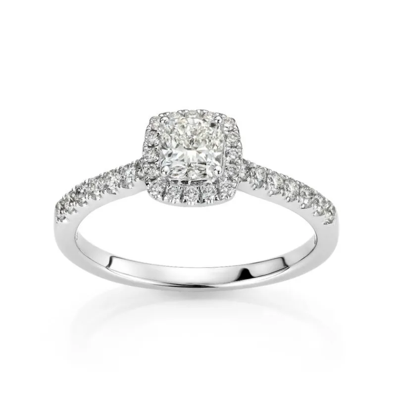 David-Andersen Diamantringer-Ring, Rosett Cushionslipt Med Diamanter (0,79 Ct)