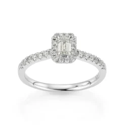 David-Andersen Diamantringer-Ring, Rosett Smaragdslipt Med Diamanter (0,58 Ct)