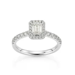 David-Andersen Diamantringer-Ring, Rosett Smaragdslipt Med Diamanter (0,85 Ct)