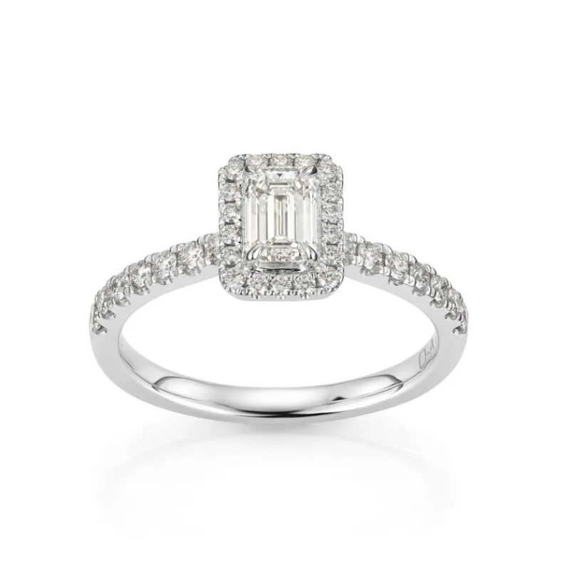 David-Andersen Diamantringer-Ring, Rosett Smaragdslipt Med Diamanter (0,85 Ct)