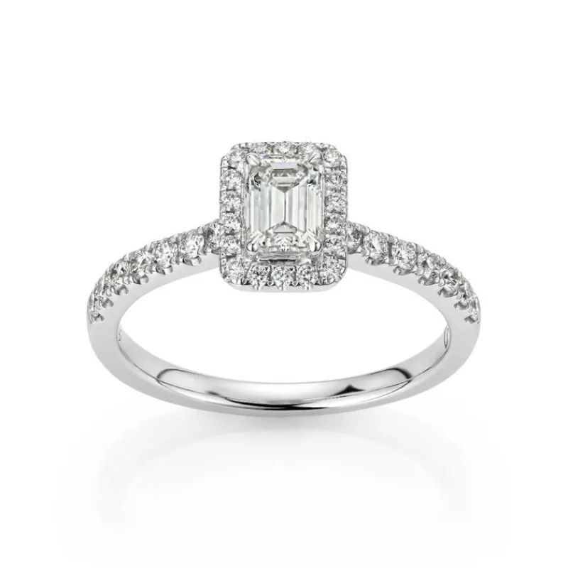 David-Andersen Diamantringer-Ring, Rosett Smaragdslipt Med Diamanter (1,07 Ct)