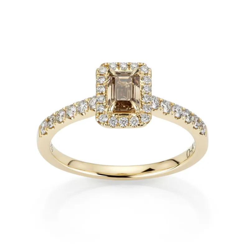 David-Andersen Diamantringer-Ring, Rosett Smaragdslipt Fancy Brown Diamant (0,85 Ct)